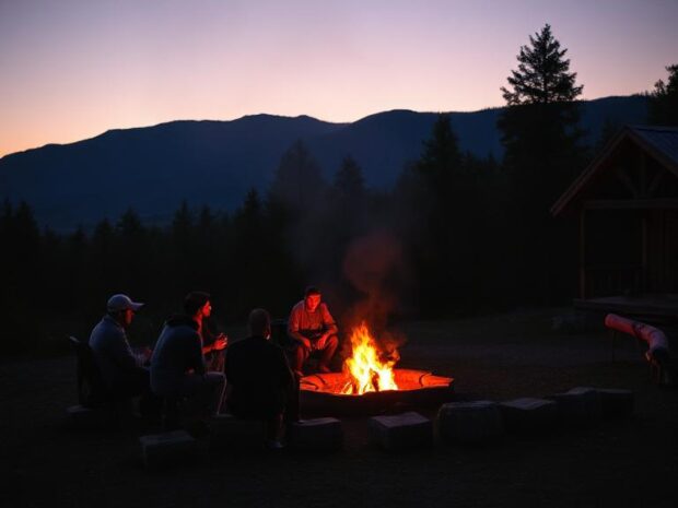 Люди сидять біля вогню